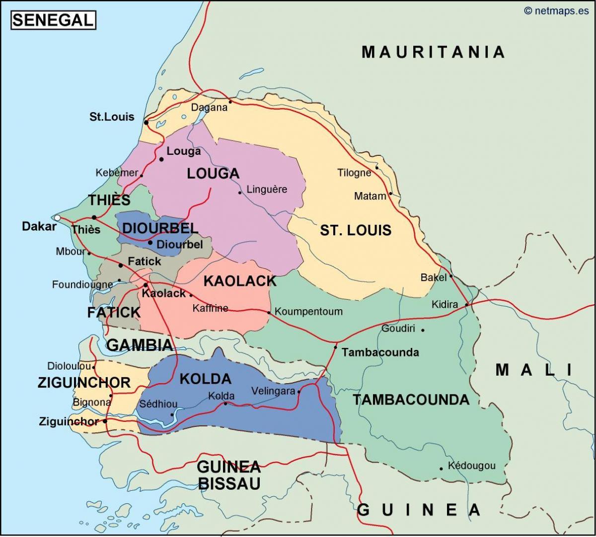 zemljevid Senegal državi