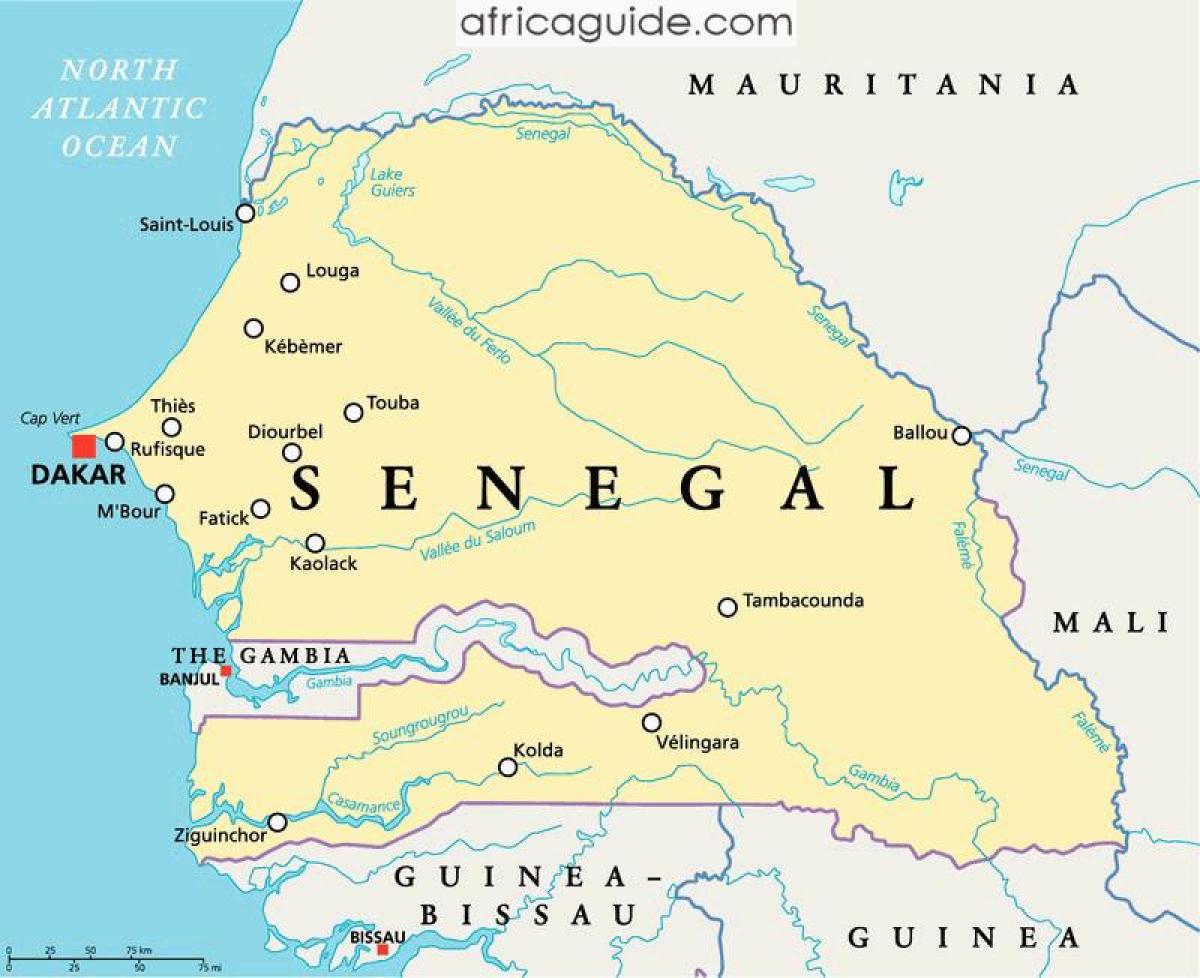 Senegal reke afriki zemljevid