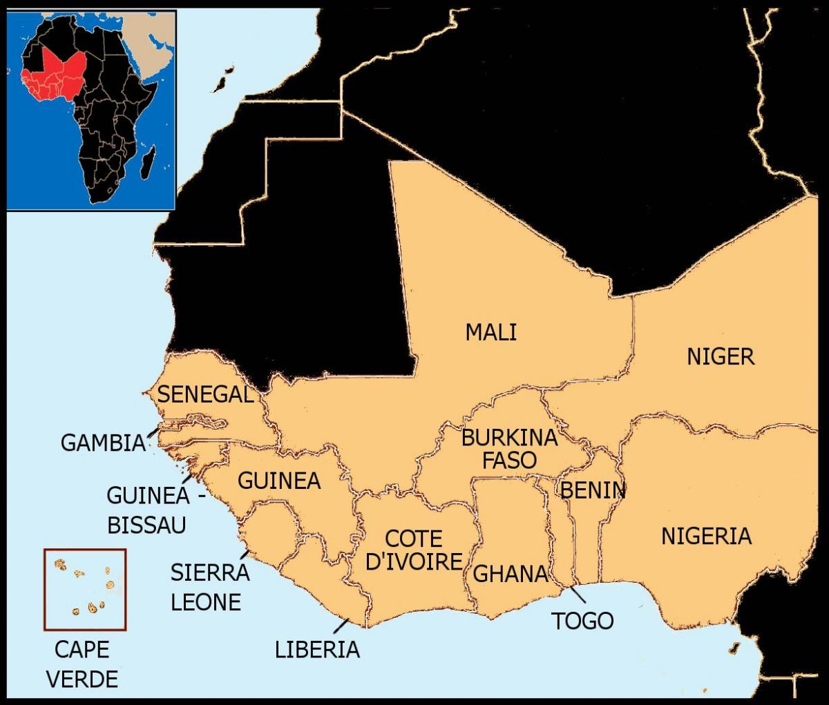 zemljevid Senegal zemljevid zahodne afrike