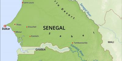 Zemljevid fizični zemljevid Senegal